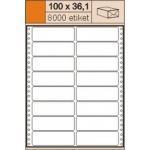 Tabelační etikety 100 x 36,1 mm dvouřadé,8000 etiket