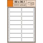 Tabelační etikety 89 x 36,1 mm dvouřadé,8000 etiket